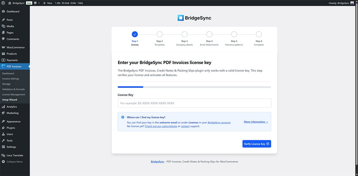 Setup wizard step 1: welcome screen