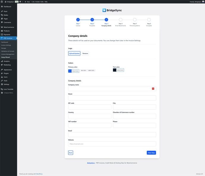 Setup wizard step 3: invoice numbering