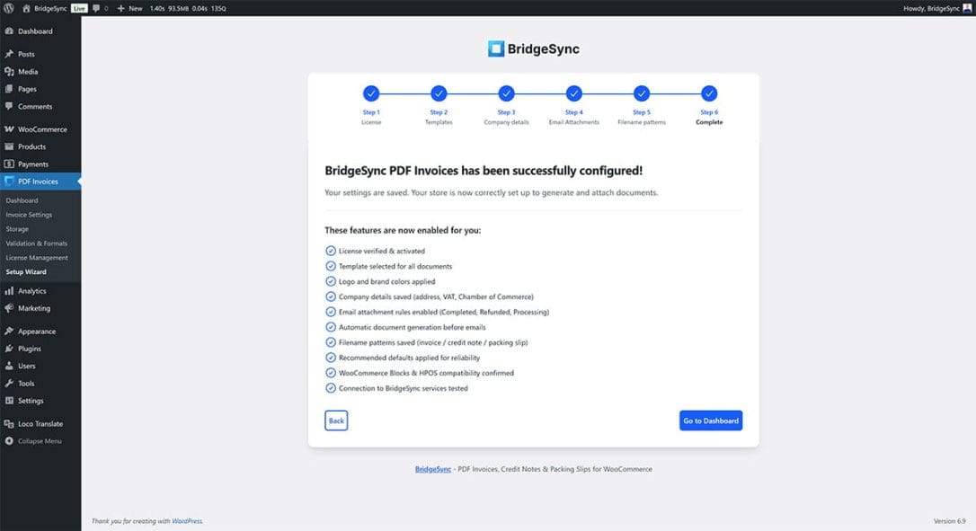 Setup wizard step 6: finish