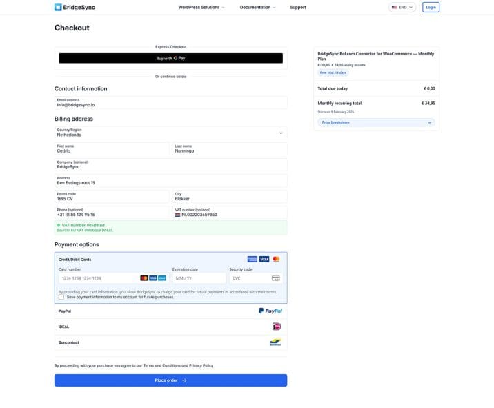 BridgeSync VAT dashboard API testing section